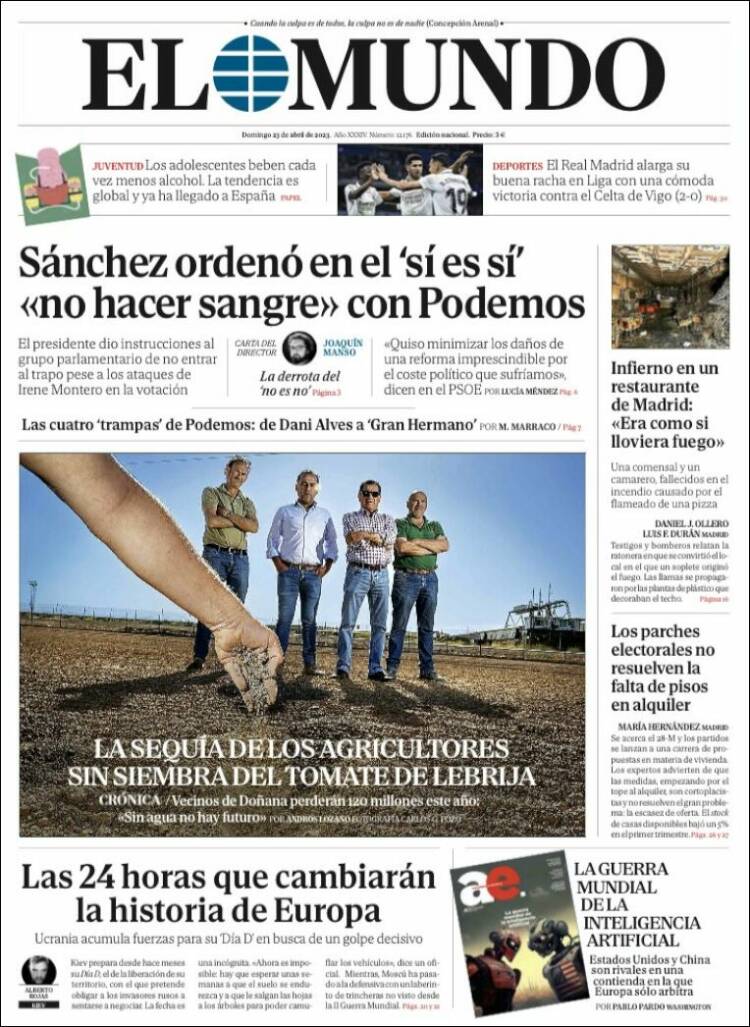 portada el mundo 23/4/23