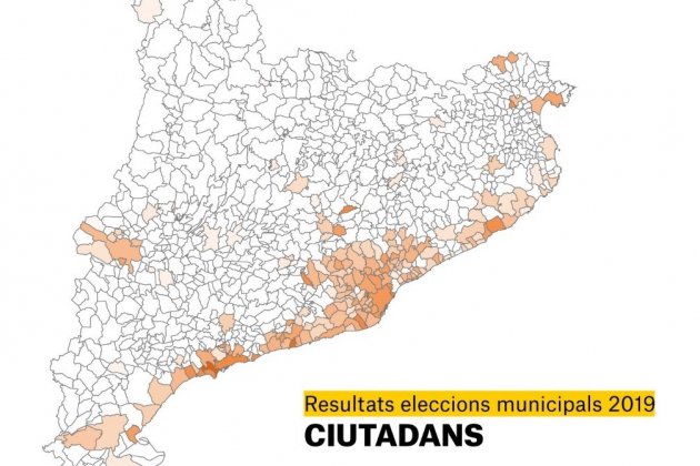 Mapa presència Cs Eleccions Municipals 2019