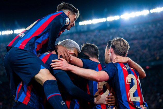 El Barça celebrando un gol contra el Real Madrid en el Camp Nou / Foto: FC Barcelona