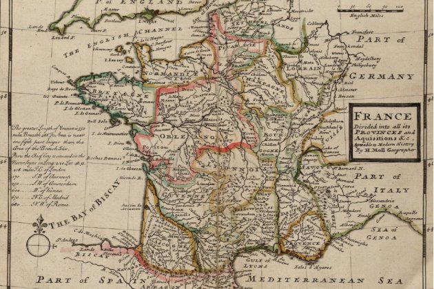 Mapa de Francia (1681). Fuente Cartoteca de Catalunya