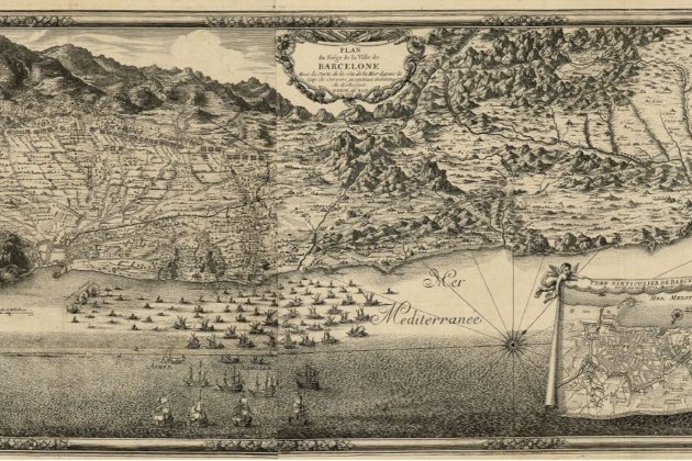 Cartografía de la costa catalana y el traspaís (finales del siglo XVII). Fuente Cartoteca de Catalunya