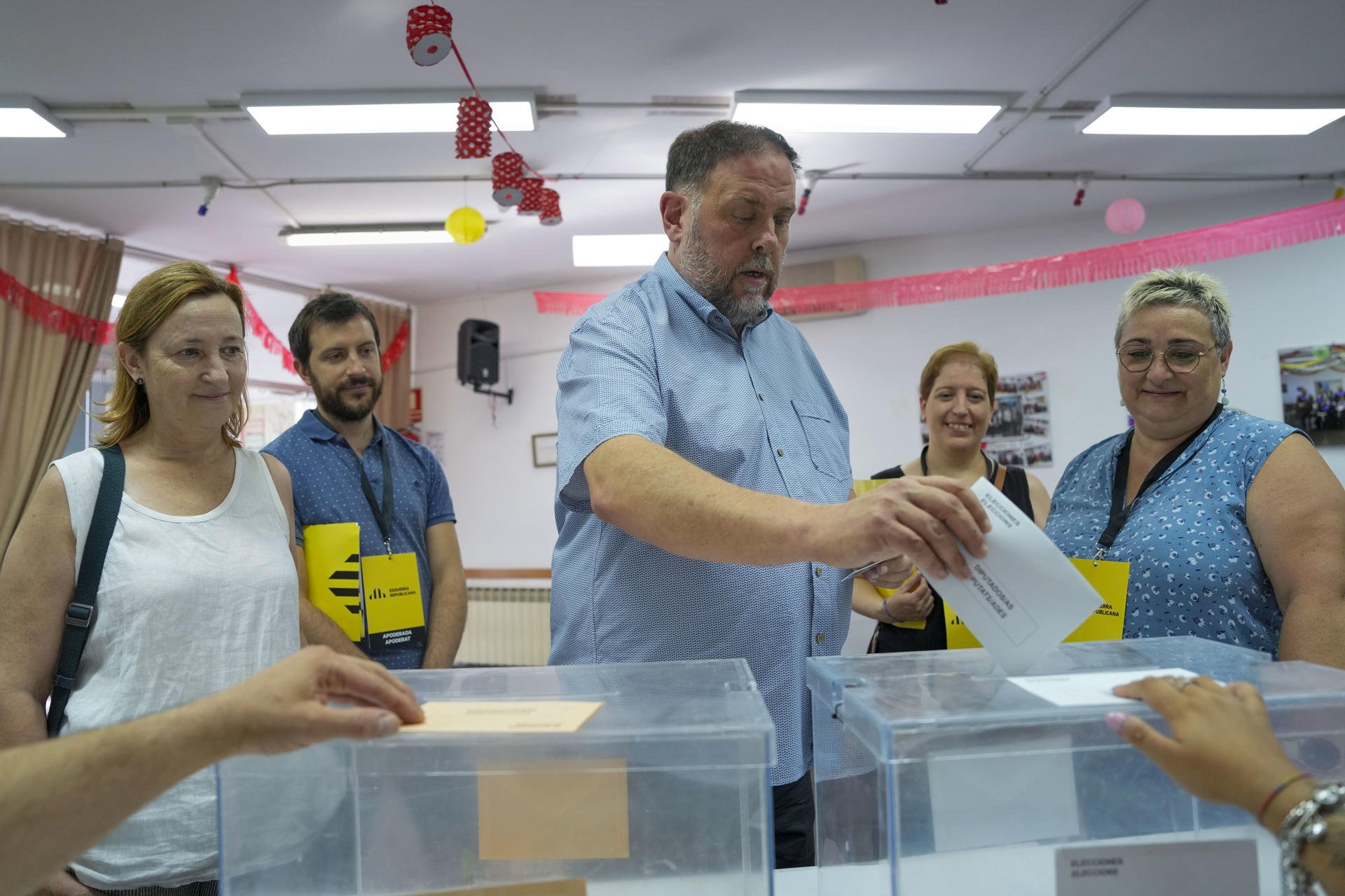 Oriol Junqueras votant a les eleccions generals 23 J