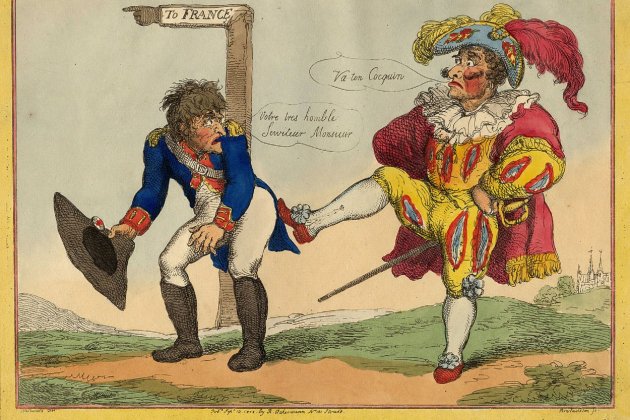 Caricatura inglesa que representa un noble español expulsando a Josep I. Font Brown University Caricatura inglesa que representa un noble español expulsando a Josep I. Font Brown University