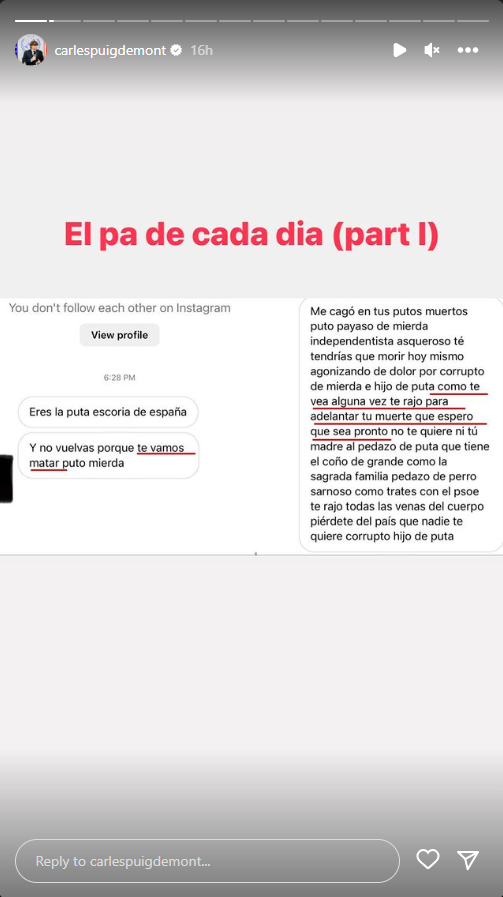 Amenazas al presidente Puigdemont