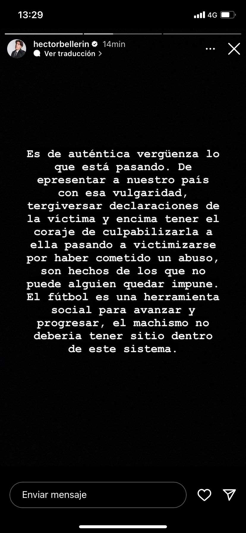 Resposta Hector Bellerin ante el discurso de Rubiales Instagram (1)