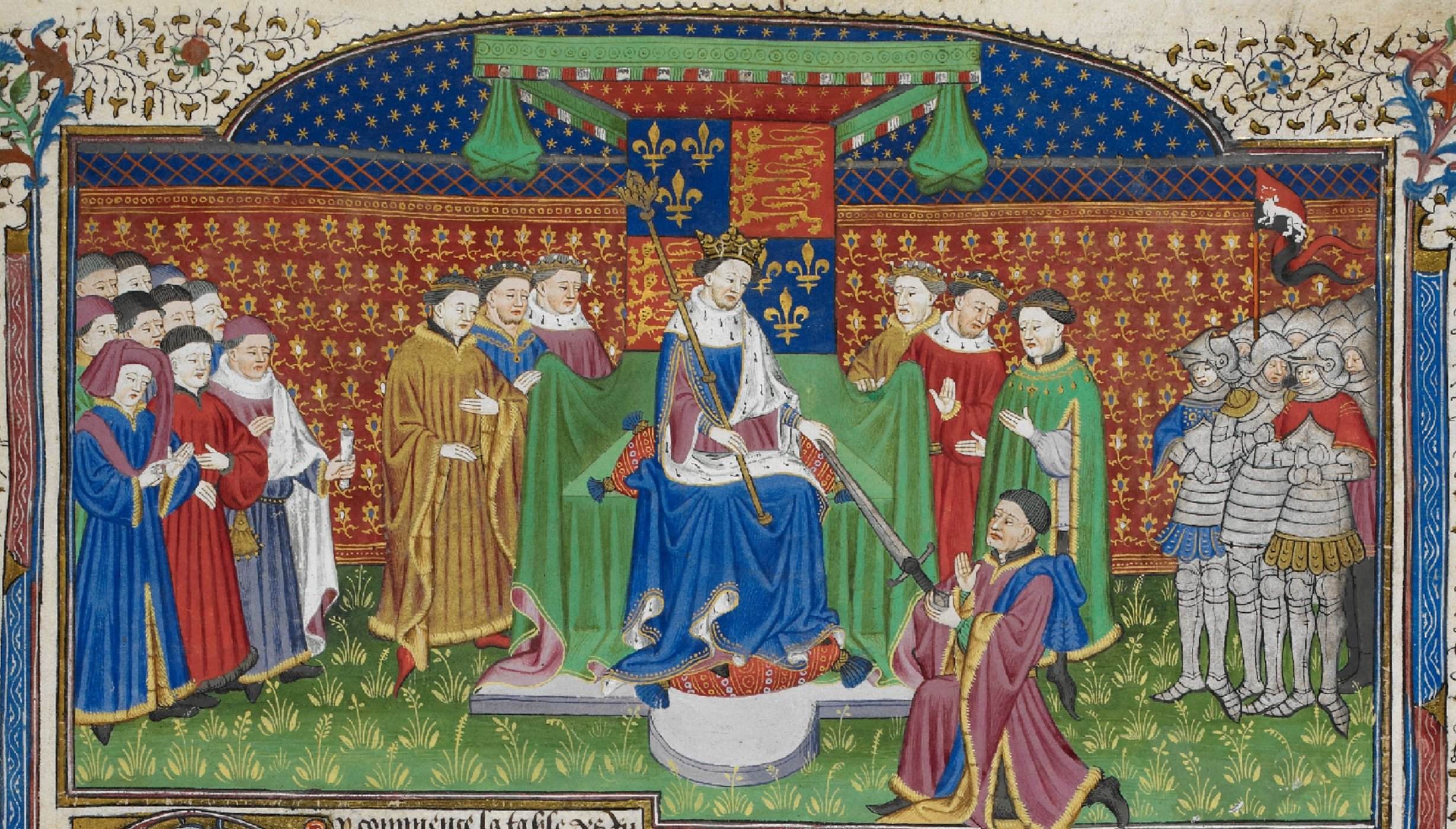 Representación coetánea Enrique IV, último rey inglés de Aquitania, y su capitán John Talbot. Fuente Britixh Library Representación coetánea Enrique IV, último rey inglés de Aquitania, y su capitán John Talbot. Fuente Britixh Library