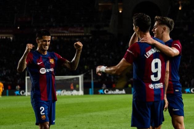 Cancelo Lewandowski Gavi Barça gol / Foto: FC Barcelona