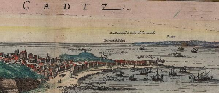 Puerto de Cádiz (1580). Fuente Biblioteca Nacional de España