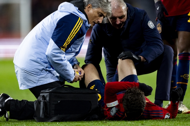 Gavi, lesionado durante el España - Georgia / Foto: EFE