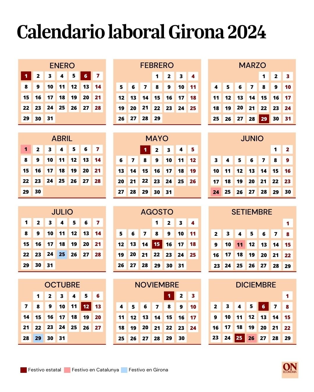 Calendario laboral de Girona | ON ECONOMIA