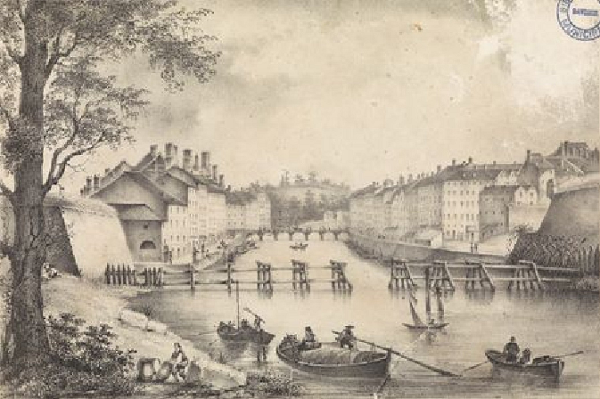 Vista de Bayona|Baiona (1808). Font Mediathèque de Bayonne (1) Vista de Bayona|Baiona (1808). Font Mediathèque de Bayonne (1)