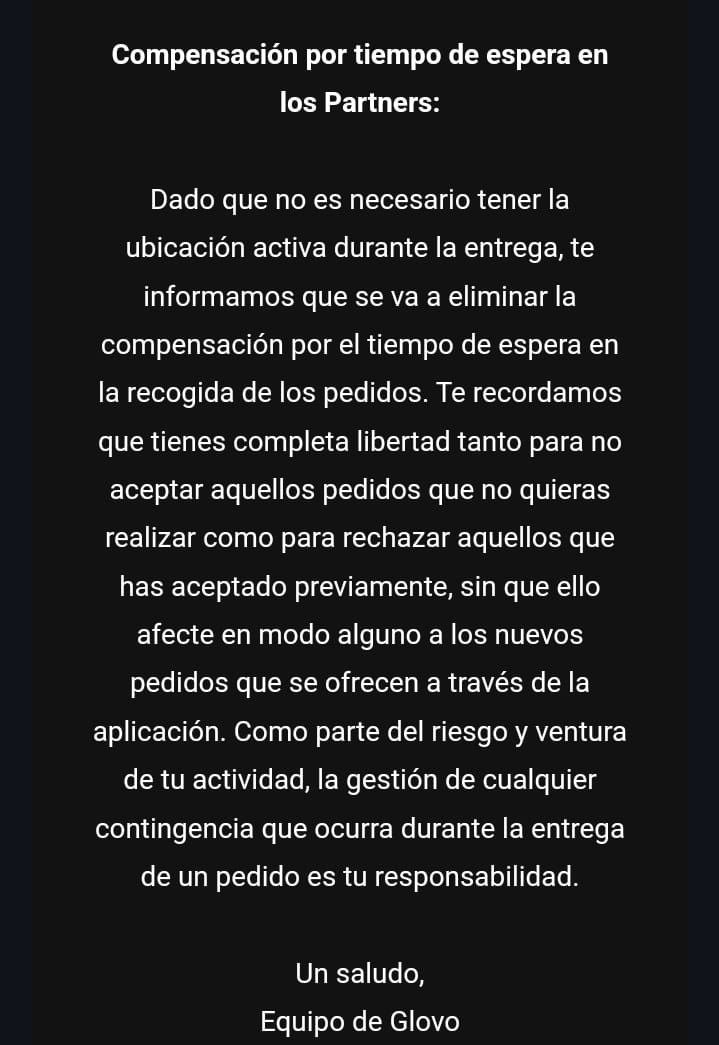 Comunicat emès per Glovo Comunicat emès per Glovo