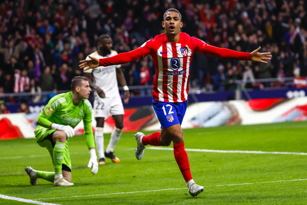 Samuele Lino celebra su gol con Atlético de Madrid contra el Real Madrid / Foto: EFE