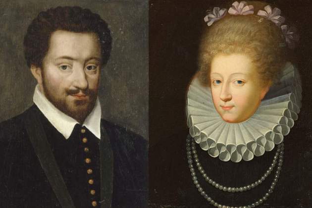 Carles de Lorena, rival político de Enrique IV y Gabriela d'Estrées, amante y espía de Enrique IV. Fuente Museo de Versalles