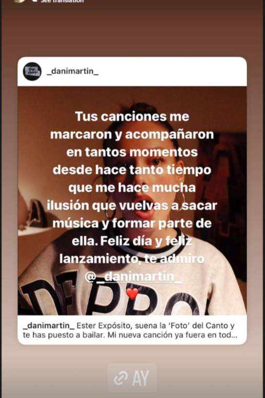 Ester Exposito li dedica unes paraules a Dani Martin / Instagram