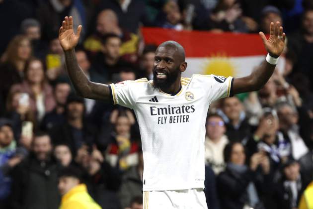 Antonio Rüdiger celebrant el segon gol del Reial Madrid