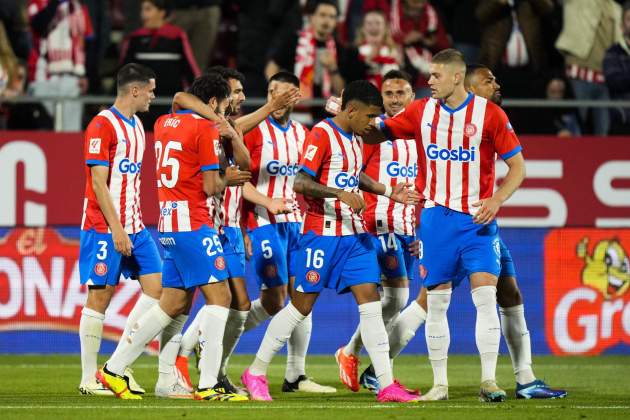 Los jugadores del Girona celebran el gol de Eric Garcia / Foto: EFE