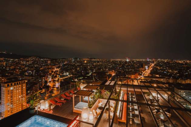 Views of the Rooftop at night