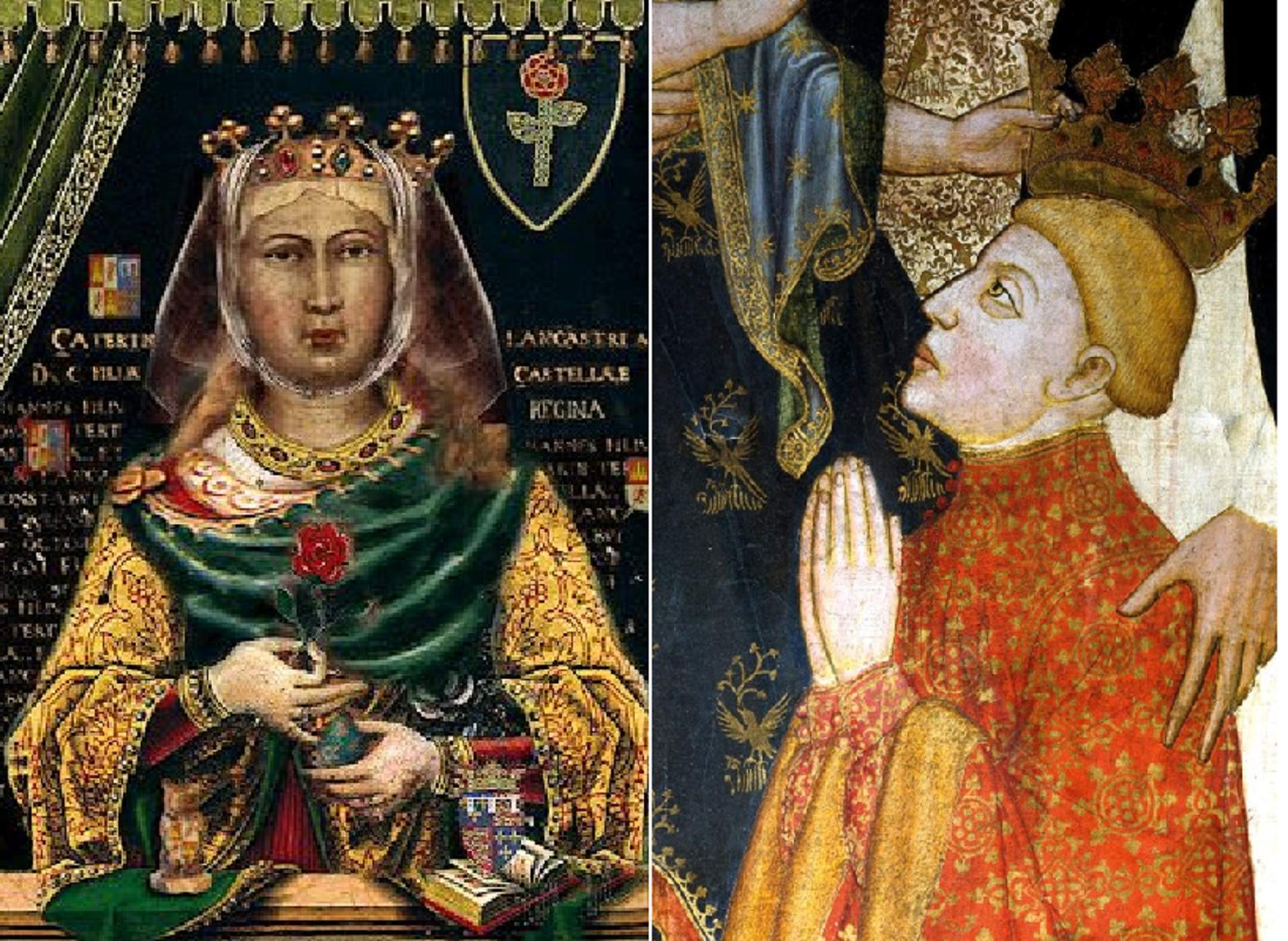 Caterina de Lancaster y Ferran de Trastámara. Fuente British Library y Museo del Prado