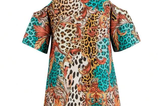 Vestido de talla grande con estampado de leopardo y parches1