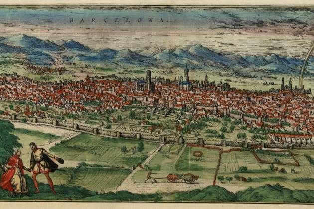Vista de Barcelona (siglo XVI). Fuente Cartoteca de Catalunya