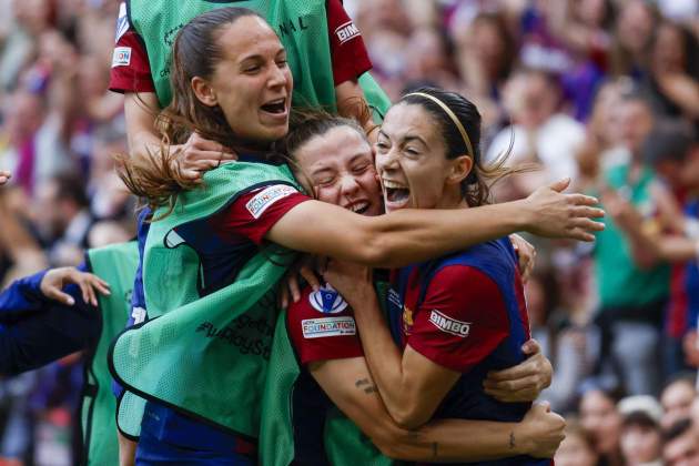 El Barça celebra el gol d'Aitana Bonmatí a la final de la Champions League femenina / Foto: EFE