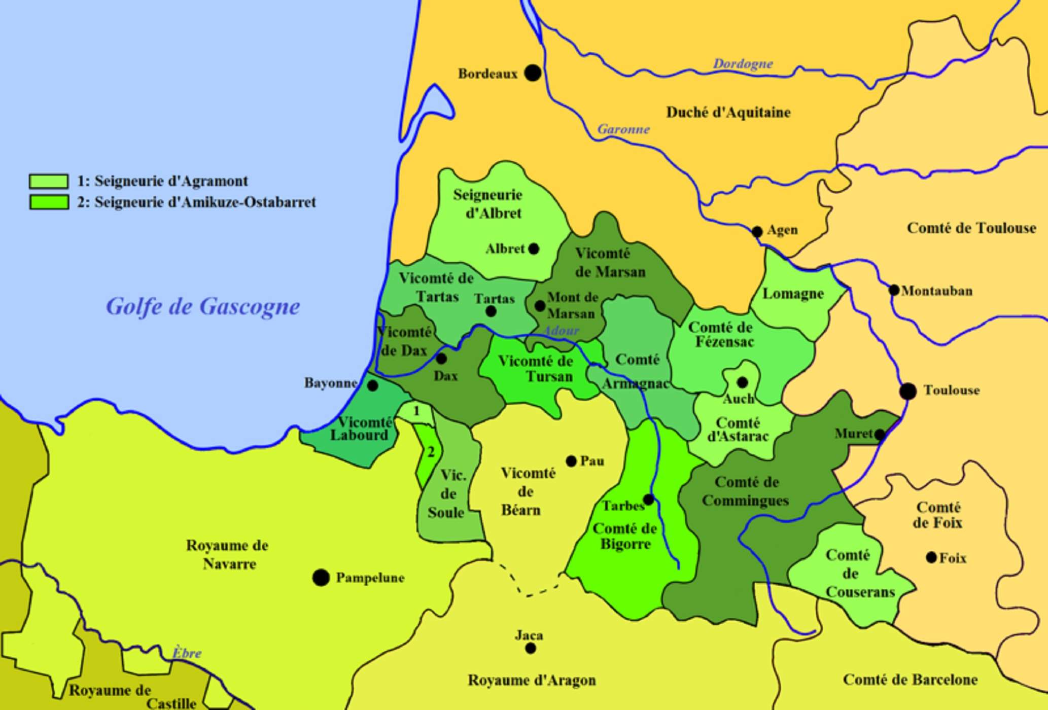 Mapa de Basconia i Navarra al segle XII. Font Kondaira