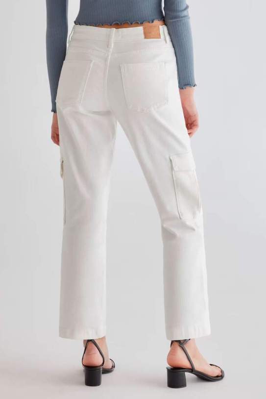 Pantalón vaquero cargo straight mujer