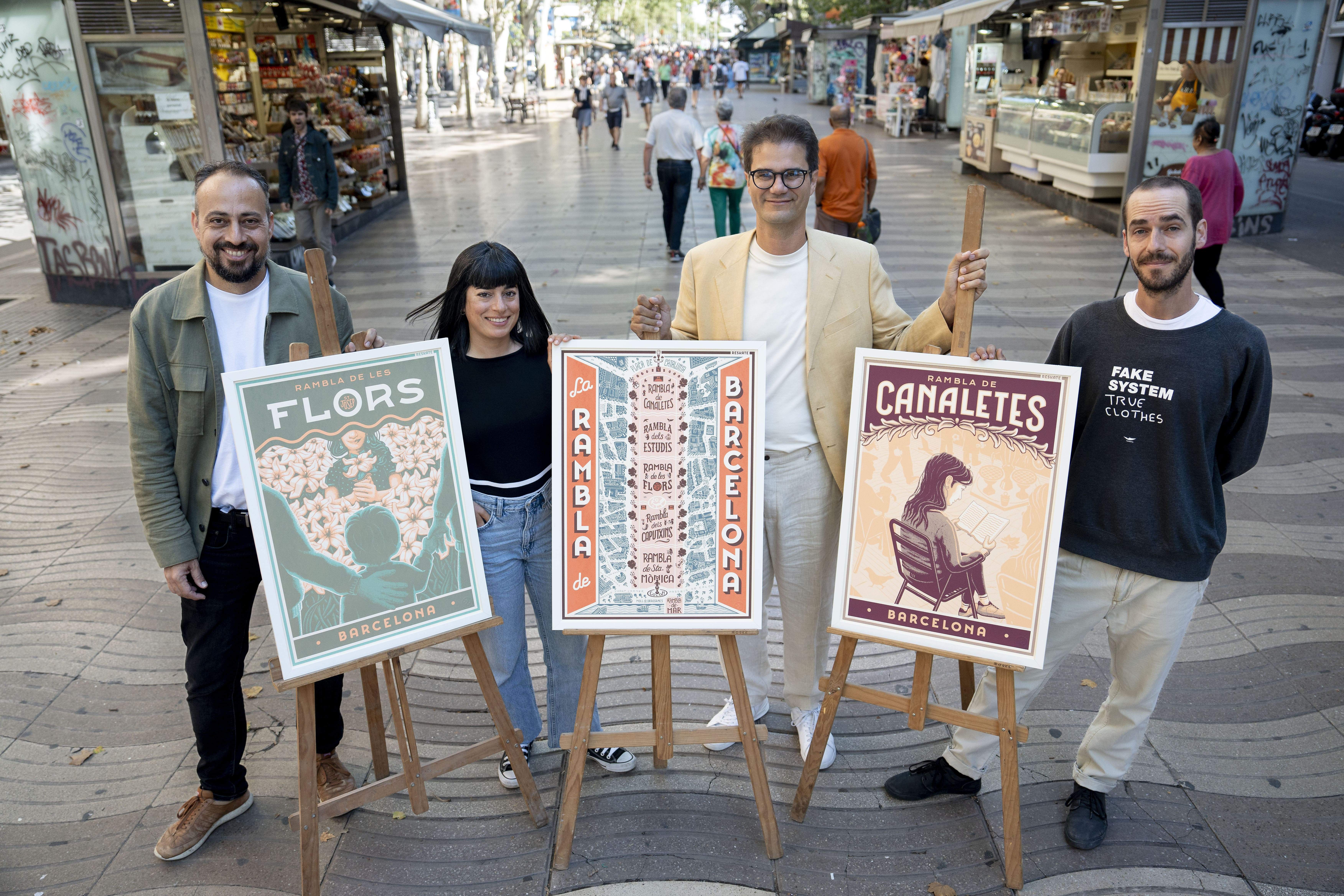 Souvenirs intended for the locals: these are the new (old) posters of La Rambla