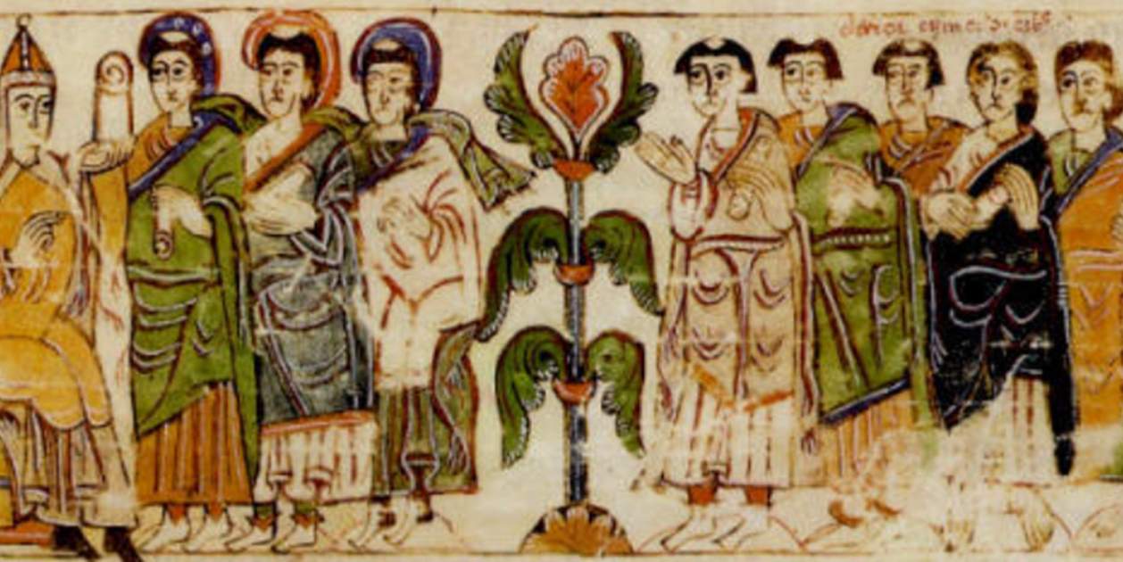 Representación de la corte visigótica de Toledo. Crónica albeldense. Fuente Real Academia de la Historia