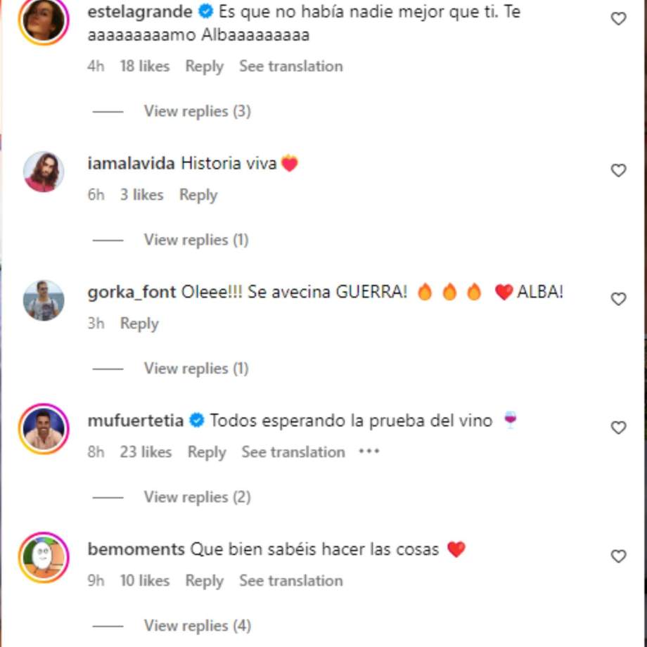 Comentaris Instagram Alba Carrillo / Instagram