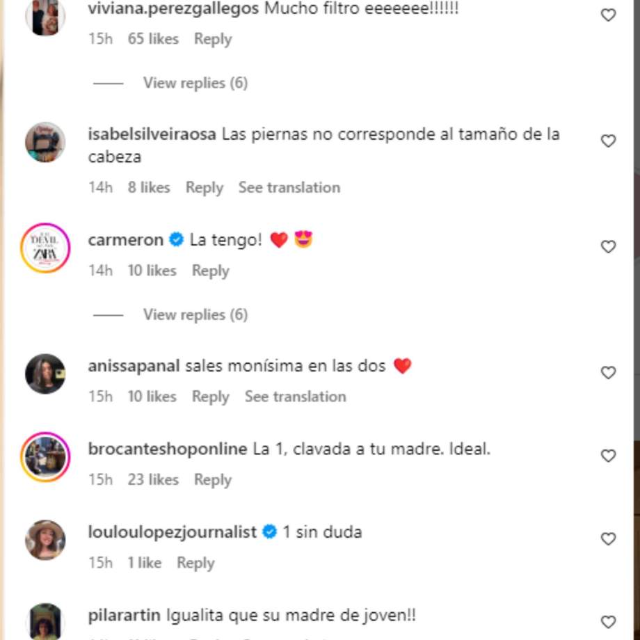 Comentarios Tamara Halcón sobre Preylser Instagram