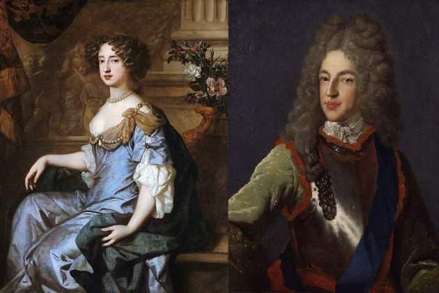 Maria II y James Francis, el viejo pretendiente. Fuente National Portrait Gallery