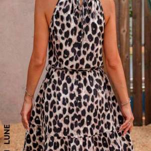 Vestido de mujer sin mangas con estampado de leopardo