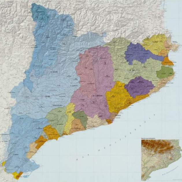 Mapa de les conques hidrogràfiques de Catalunya. Font Cartoteca de Catalunya