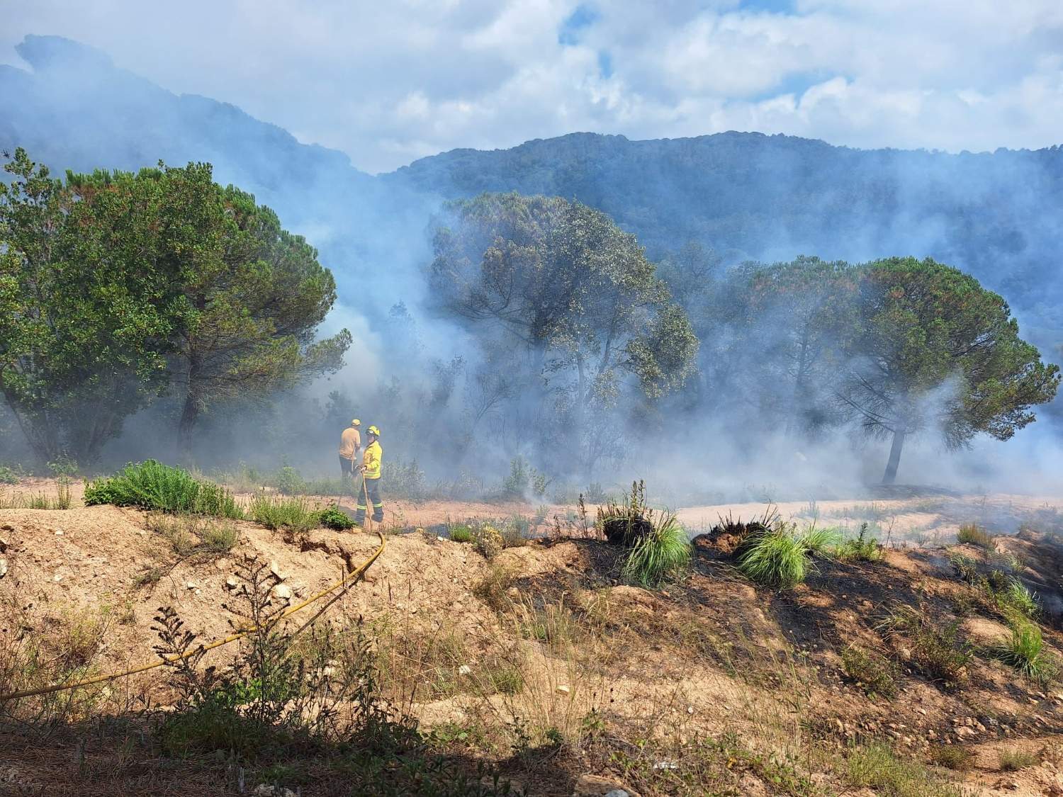 Ensurt per un incendi a Lloret de Mar: ha cremat dues cases i ha traspassat al bosc abans de ser estabilitzat