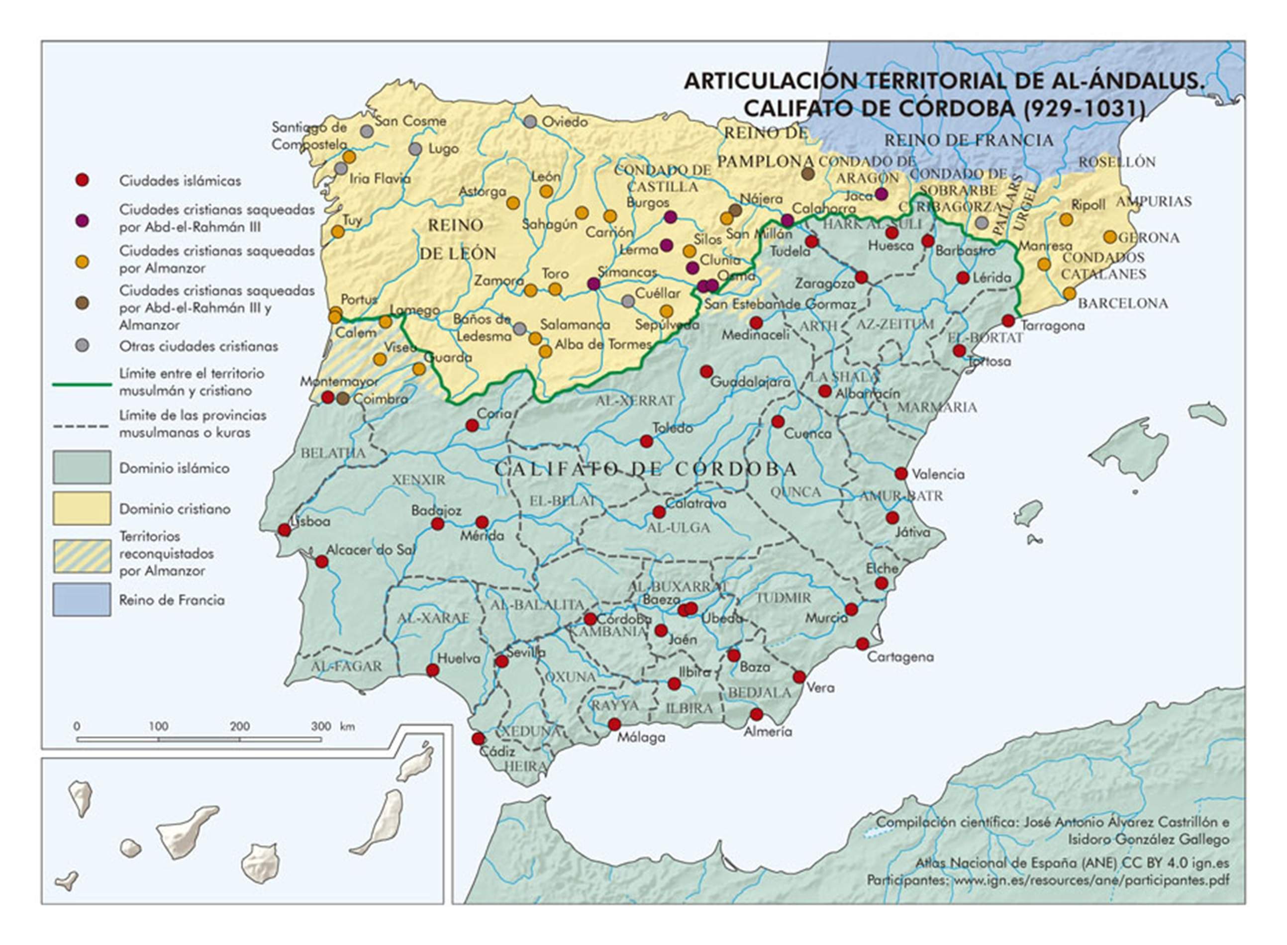 Mapa del califato de Córdova. Font IGN