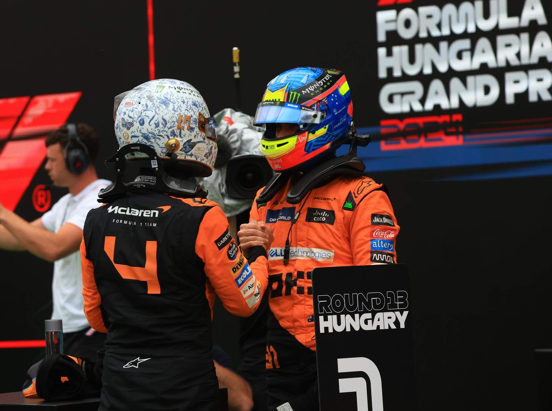 Lando Norris y Oscar Piastri se meten en la primera línea del GP de Hungría por delante de Max Verstappen