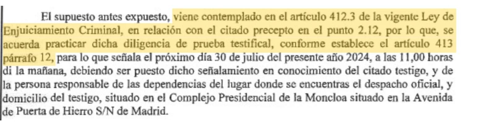 providència citació Pedro Sánchez