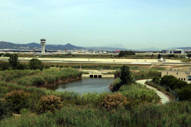 L'aeroport del Prat des del mirador de l'Illa al delta del Llobregat ACN