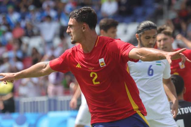 Marc Pubill celebra su gol ante Uzbekistán JJOO / Foto: EFE