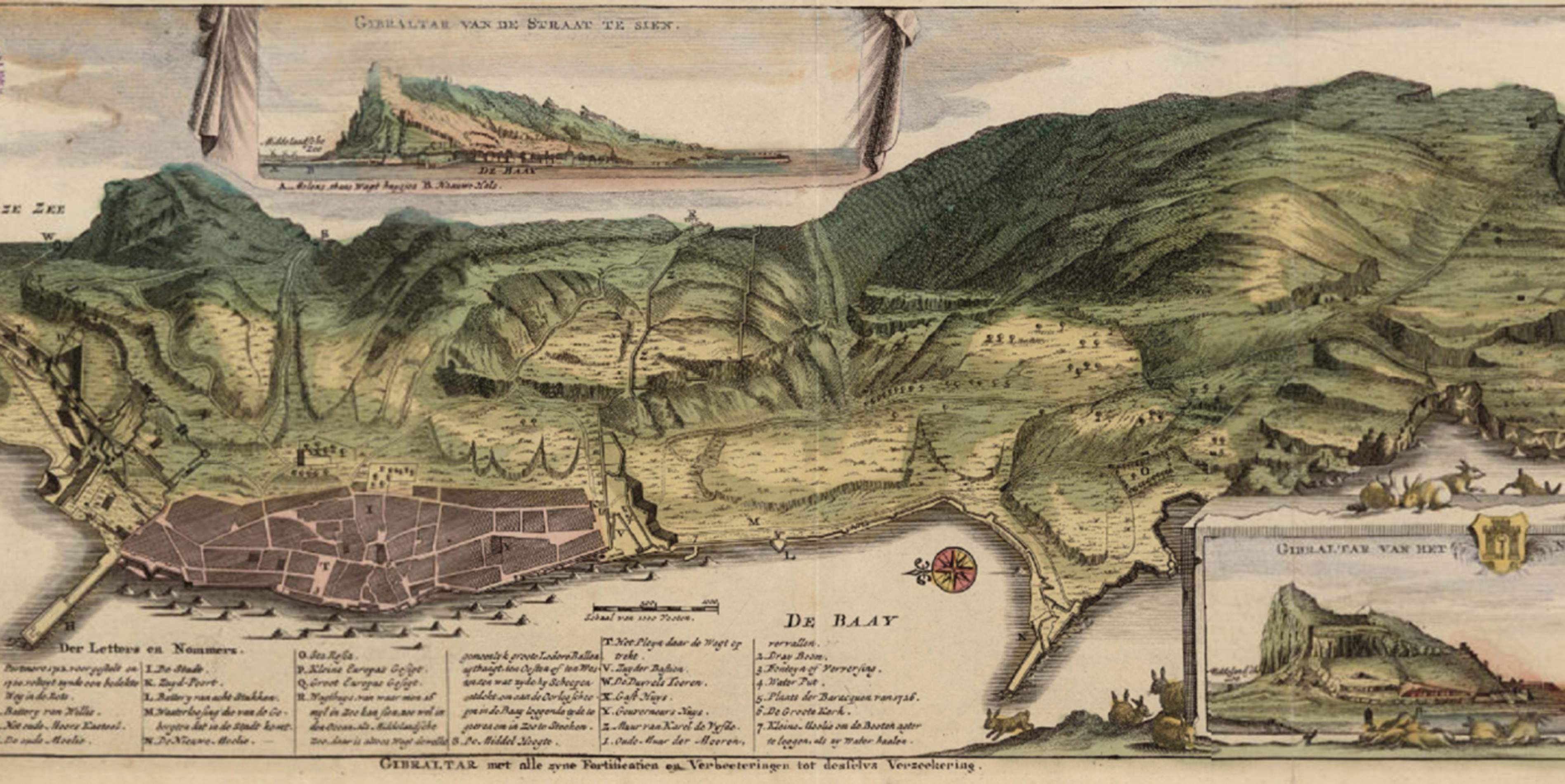 Planol del puerto y de la fortaleza de Gibraltar después de la conquista austriacista (1704). Fuente Cartoteca de Catalunya