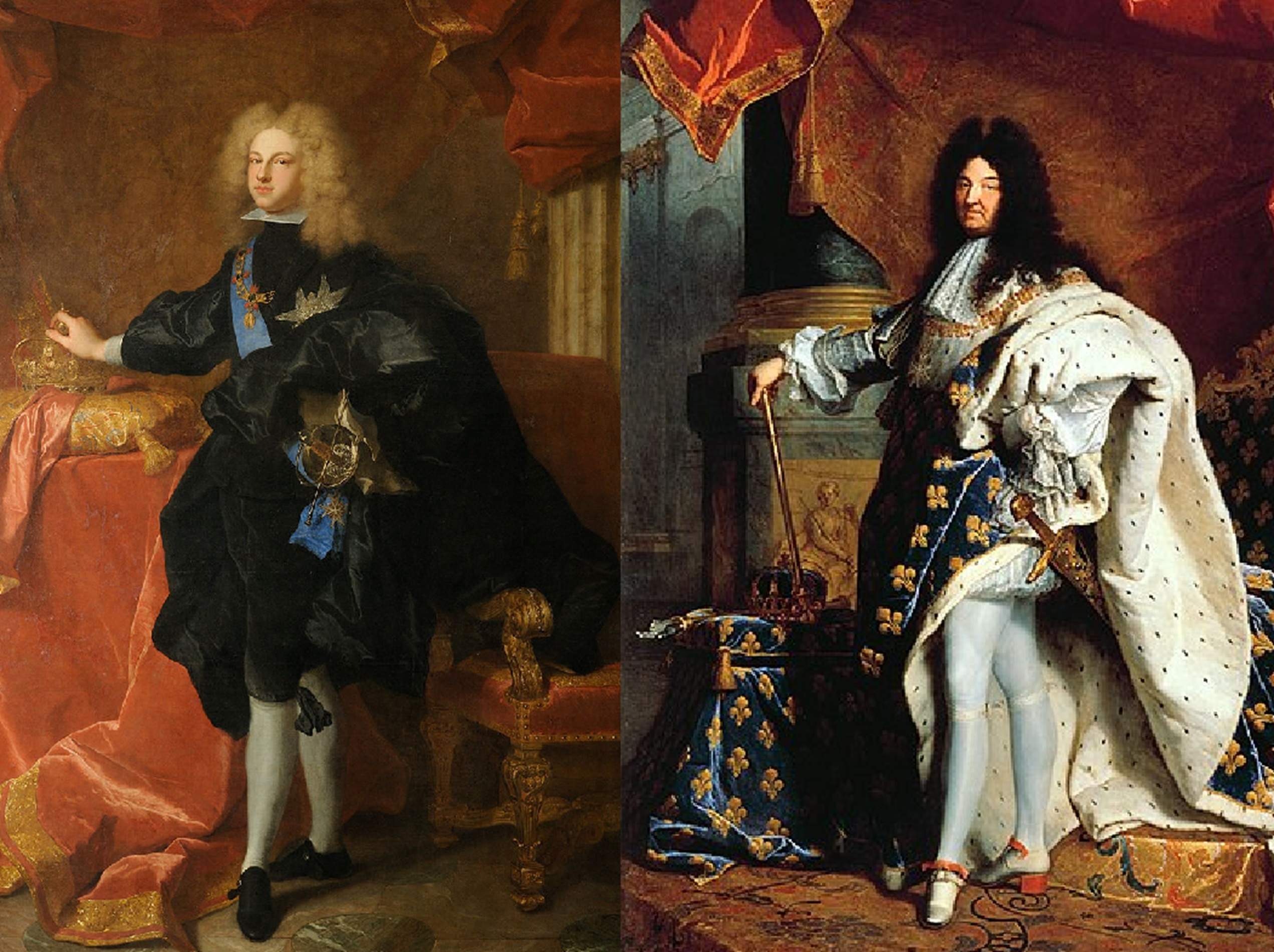 Felipe V y Luis XIV. Fuente Museo del Louvre