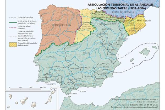 Mapa dels dominis politics de la península ibèrica abans de la invasió almoravit. Font IGN