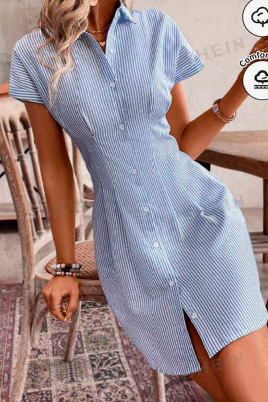 Vestido de algodón informal para mujer con estampado de rayas Frenchy1