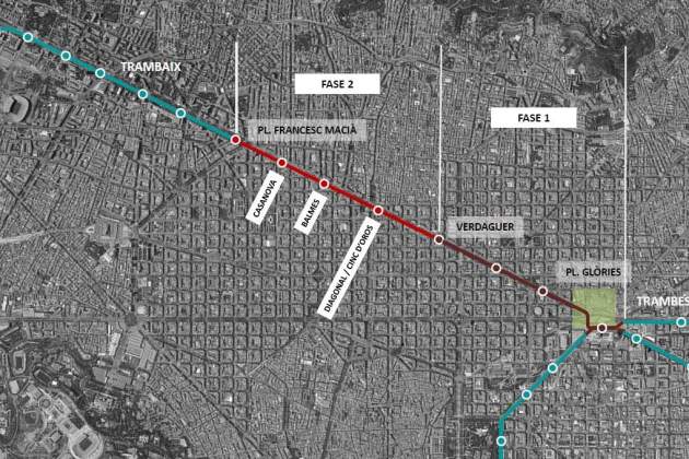 planol prolongación tranvía ajbcn