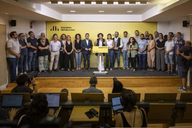 Marta Rovira, roda premsa votacio militancia ERC acord PSC investir Salvador Illa / Montse Giralt