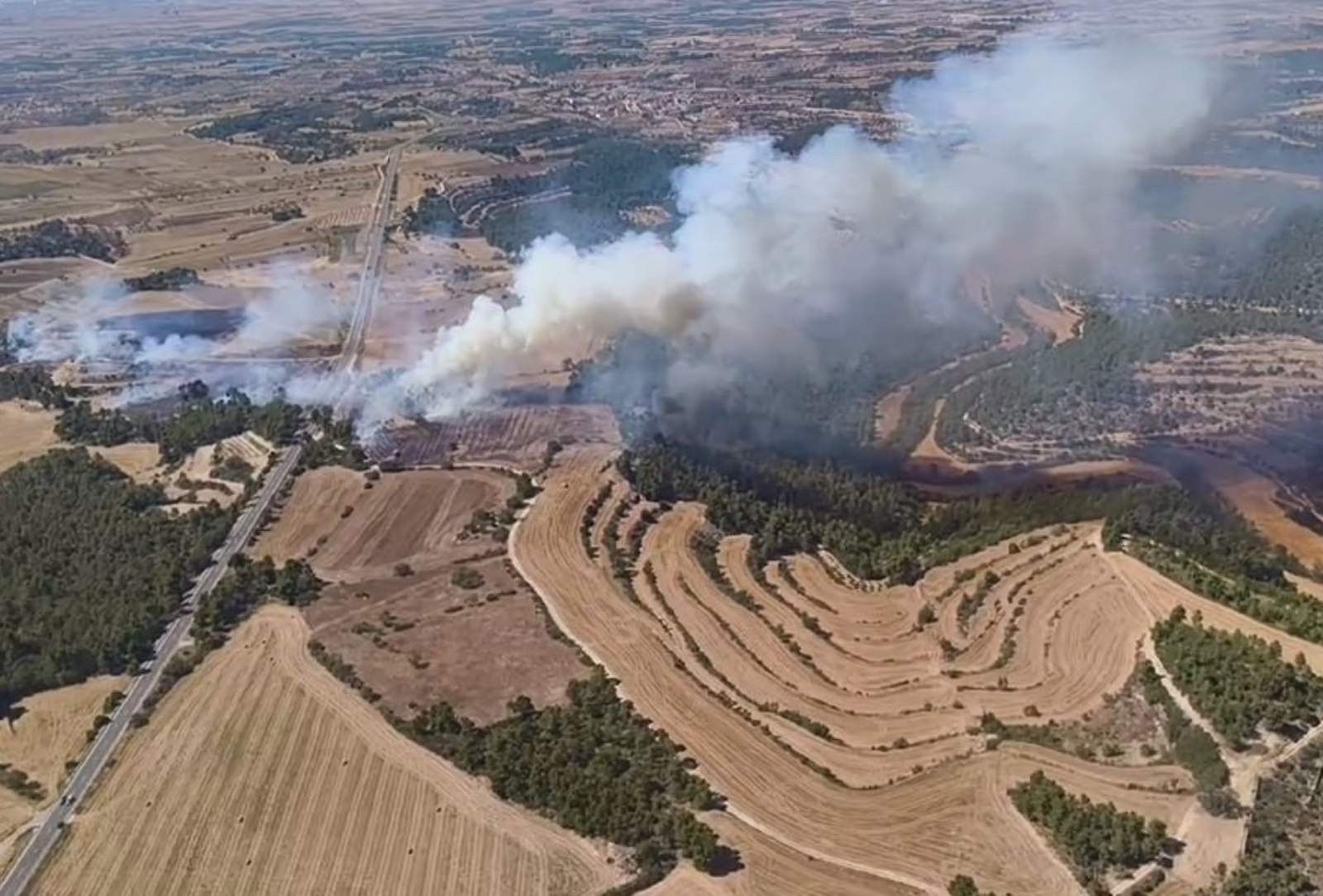 Revifa l'incendi de Ciutadilla que s'havia donat per extingit fa tres dies, empès pel vent de ponent