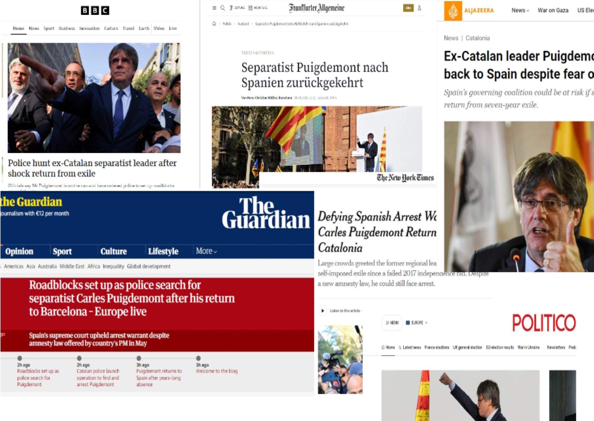 Así recoge la prensa internacional el regreso de Puigdemont y su "caza" después de desaparecer