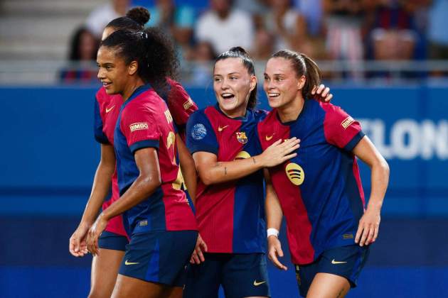 El Barça femenino celebra un gol en el torneo Joan Gamper / Foto: EFE El Barça femenino celebra un gol en el torneo Joan Gamper / Foto: EFE